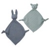 Set van 2 knuffeldoekjes konijn/beer blue mix - Yoko mini cuddle cloth 2-pack blue mix 